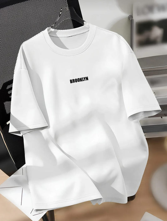 Unisex Erkek/Kadın BROOKLYN Özel Baskılı  Oversize Pamuklu Bisiklet Yaka T-Shirt