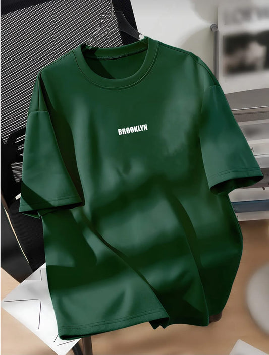 Unisex Erkek/Kadın BROOKLYN Özel Baskılı  Oversize Pamuklu Bisiklet Yaka T-Shirt