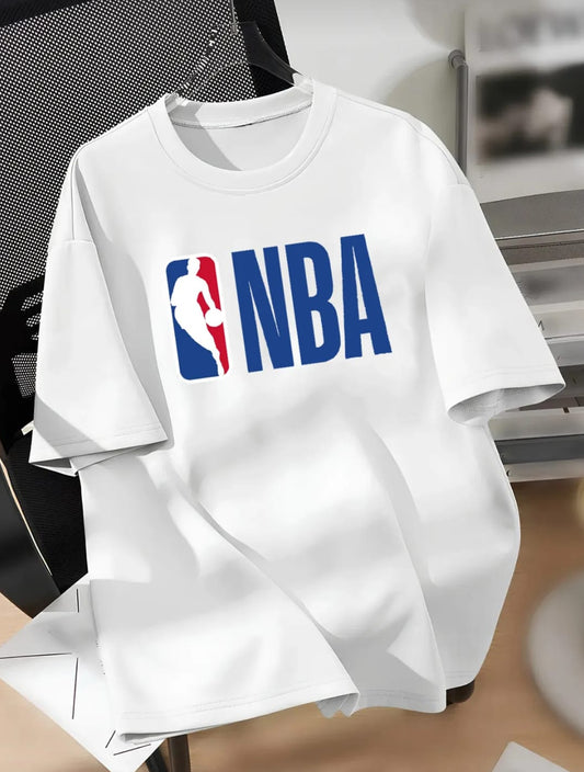 Unisex Erkek/Kadın BASKET/NBA Özel Baskılı Renkli PAmuklu Bisiklet Yaka T-shirt