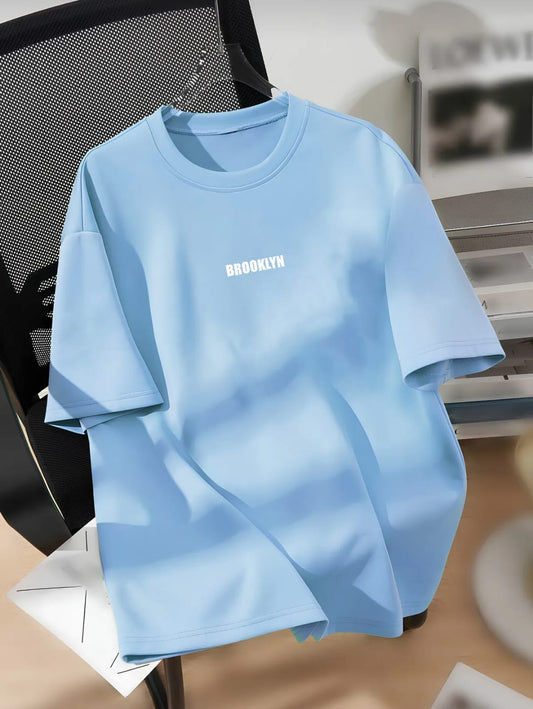 Unisex Erkek/Kadın BROOKLYN Özel Baskılı  Oversize Pamuklu Bisiklet Yaka T-Shirt