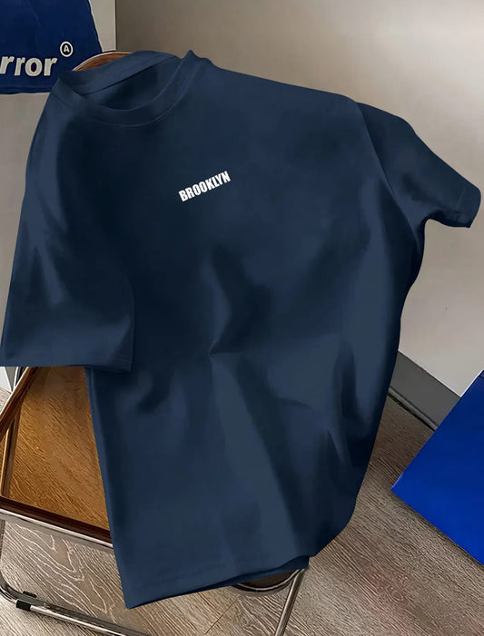 Unisex Erkek/Kadın BROOKLYN Özel Baskılı  Oversize Pamuklu Bisiklet Yaka T-Shirt