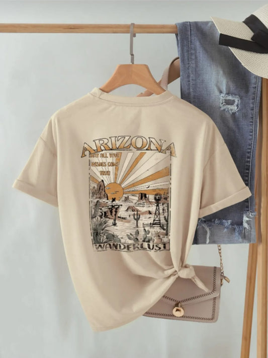Unisex Erkek/Kadın Arizona Renkli  Özel Baskılı Oversize Penye T-Shirt