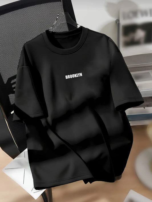 Unisex Erkek/Kadın BROOKLYN Özel Baskılı  Oversize Pamuklu Bisiklet Yaka T-Shirt